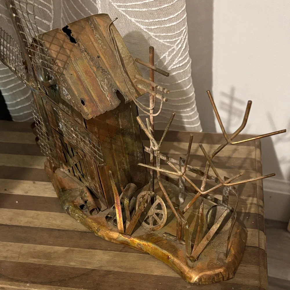 Vintage Rustic Metal Windmill Music Box - Picture 6 of 13